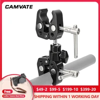 camvate double super crab clamp gripper cilps with adjustable 14 20 ball head holder adapter for dslr cameras monitor light