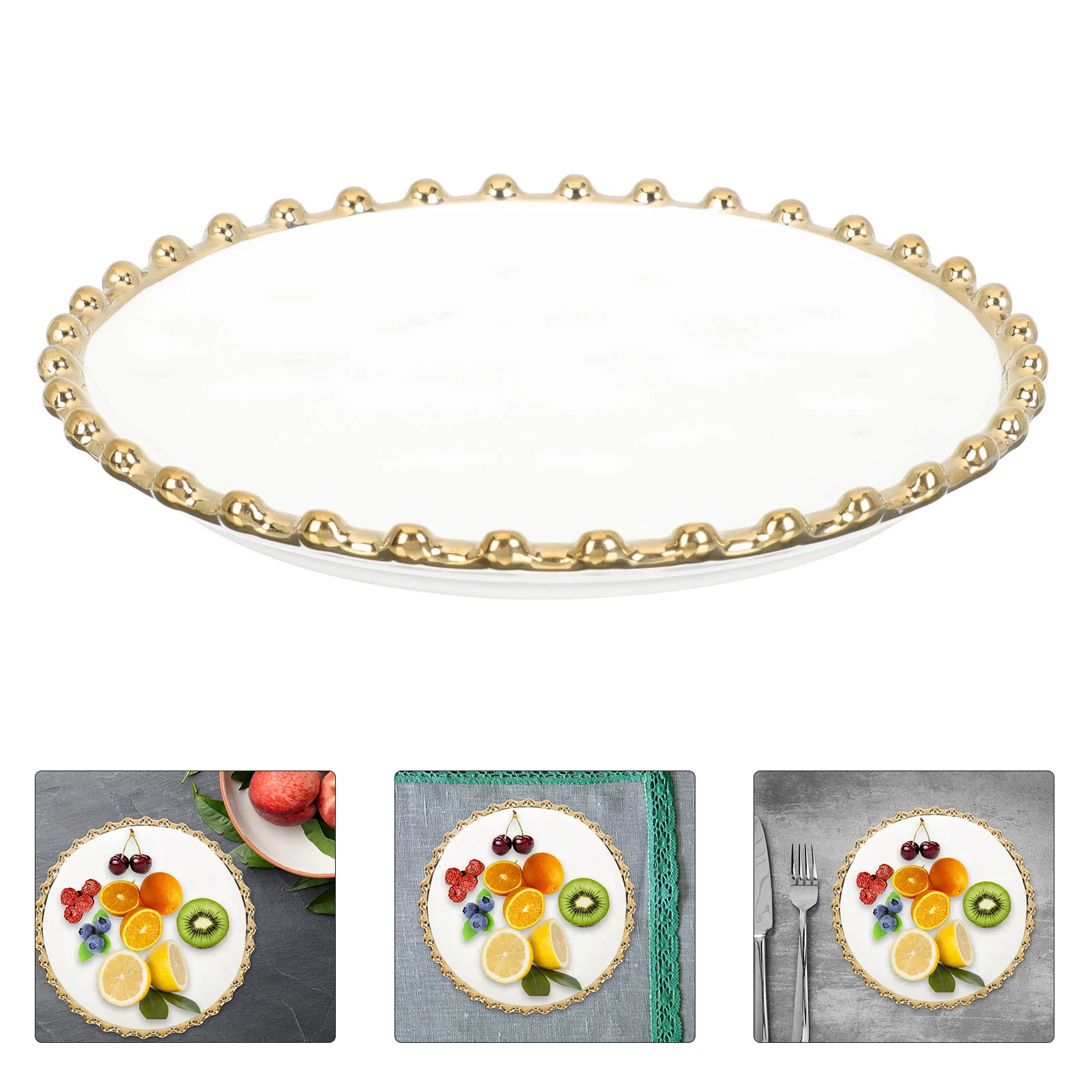 

Dim Sum Plate Fruit Serving Ceramic Snacks Dish Round Breakfast Food Dining Set