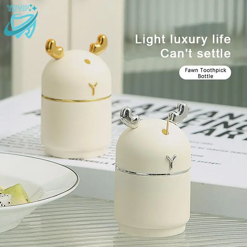 

Creative Cartoon Toothpick Holder Dustproof Storage Lightweight Antler Toothpick Container Box Organizer Automatic Press Eject