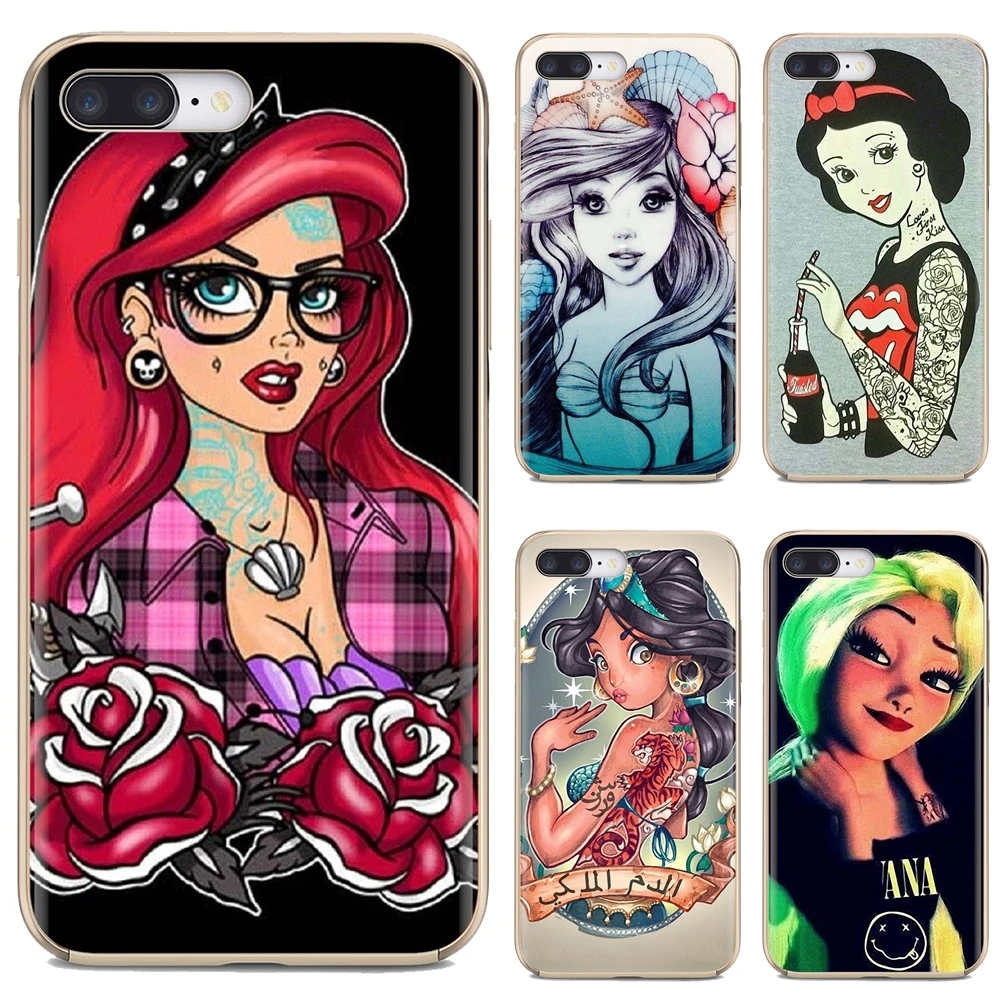 

Phone Case For iPod Touch iPhone 10 11 12 Pro 4S 5S SE 5C 6 6S 7 8 X XR XS Plus Max 2020 Tattooed princess Alice Ariel Jasmine