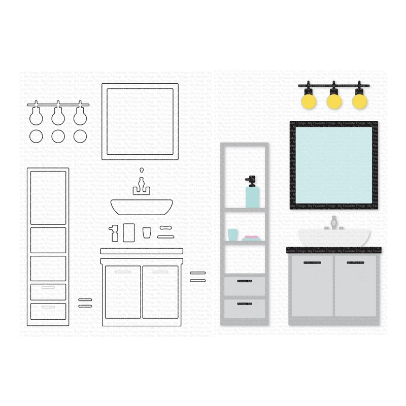 

February 2023 New Bathroom Basics Cutting Dies Scrapbooking for Paper Making Frames Card Set No Clear Stamps
