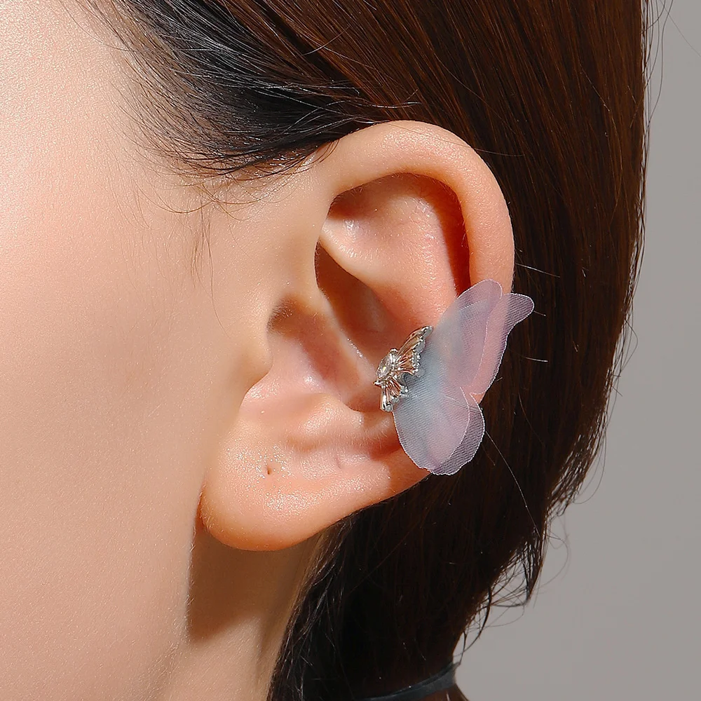 

Chiffon Butterfly Earrings for Women Trendy Handmade Double-layer Butterfly Clip Earrings for DIY Jewelry Making Gifts 2023