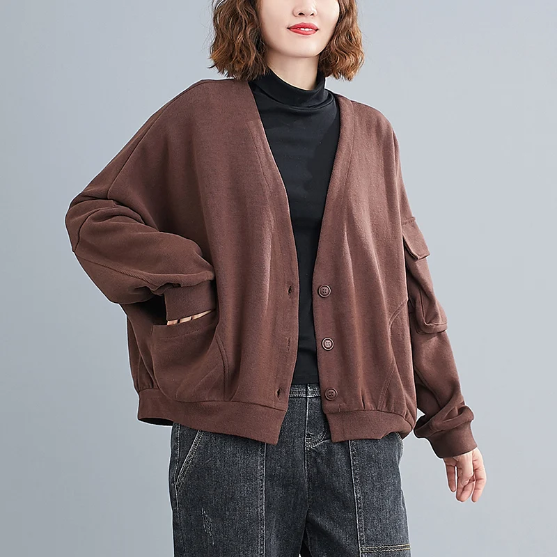 Женская Модная Свободная Художественная Короткая Куртка С Длинными Рукавами