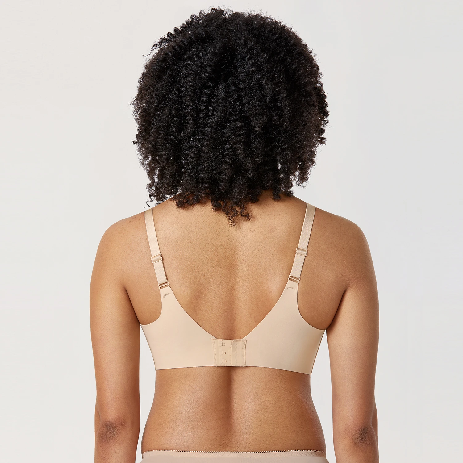 Women's Plus Size Wireless Seamless Bra Unlined Full Coverage Smooth Bralette Black Beige