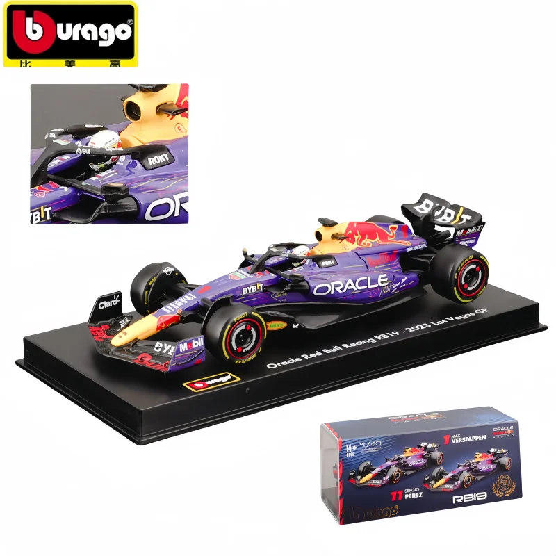 Новый оригинальный шлем Bburago 1:43 F1 Rb19 Las Vegas Gp Red Bull Пылезащитный чехол # Max Verstappen