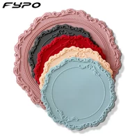1223cm silicone flower placemat tableware oil resistant heat insulation non slip tablemat coaster kitchen washable cup pad
