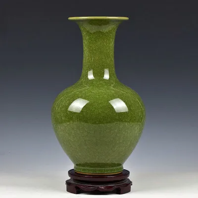 

ceramic Jingdezhen vase kiln crack glaze open piece of jun porcelain green bottles Ceramic furnishing articles
