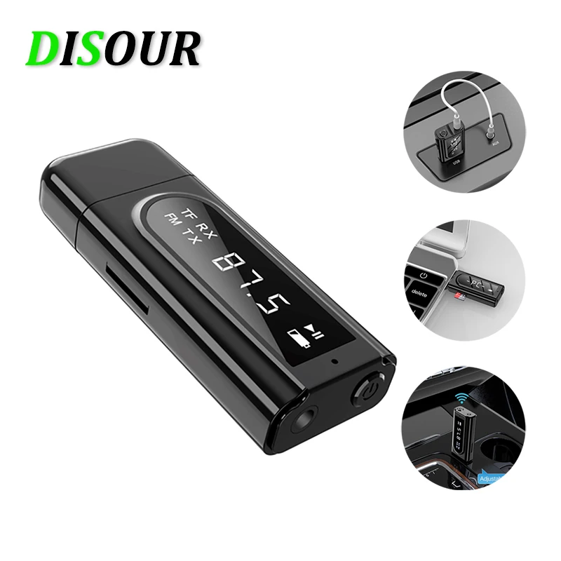 Приемник FM-передатчика DISOUR Bluetooth 5 0 адаптер AUX USB для TF-карты MP3-плеера домашняя
