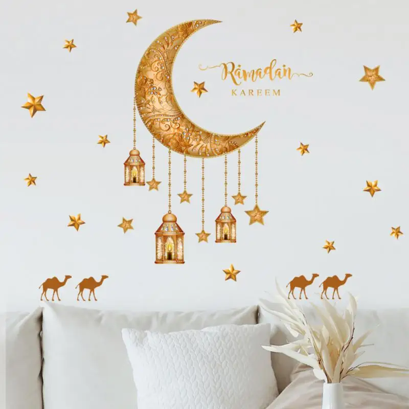 

Eid Mubarak Wall Stickers Islam Muslim Party Favors Home Wall Decals Moon Star Wall Decals Sticker Ramadan Decoration Wall Decor