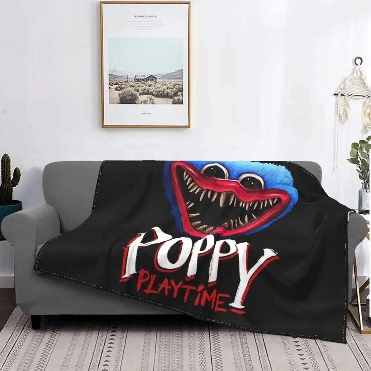 

Poppy Playtime Video Game Blanket Warm Fleece Soft Flannel Huggy Wuggy Anime Throw Blankets for Bedroom Couch Travel Autumn