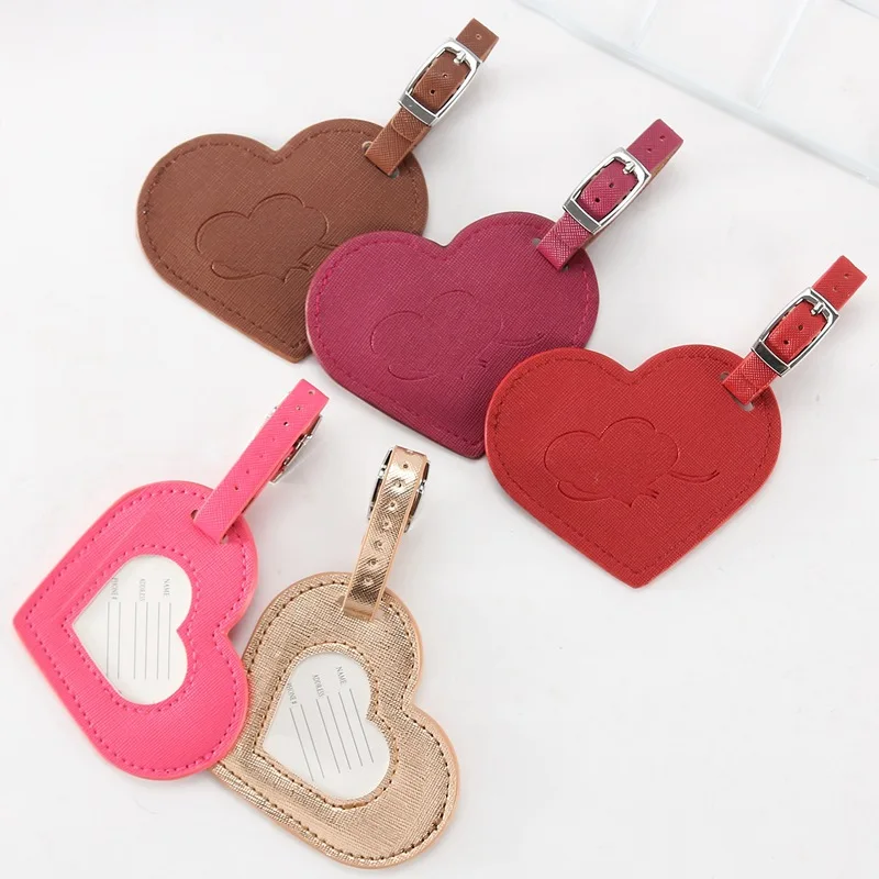 

Luggage Tag Baggage Boarding Tag Women Travel Accessories New Fashion Heart Leather Suitcase ID Address Holder Portable Label