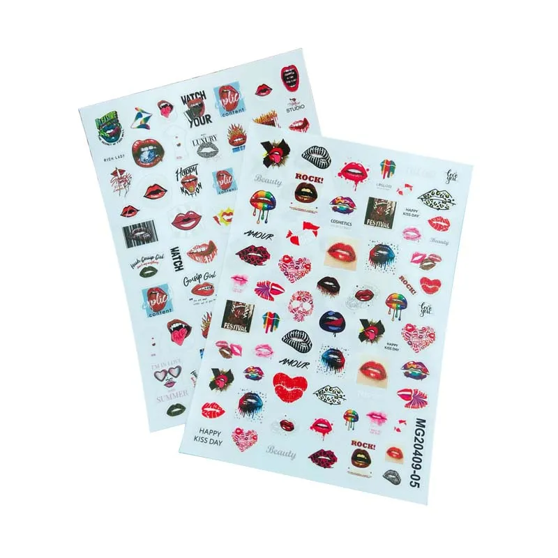 

DIY Japanese Style Thin Traceless Nail Stickers New Design of Charming Red Lips Serious Dry Nail Decals Nail Art Manicure Women