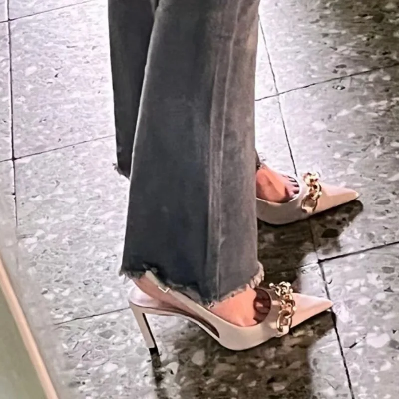 Сандалии женские на шпильке роскошные дизайнерские туфли с металлической