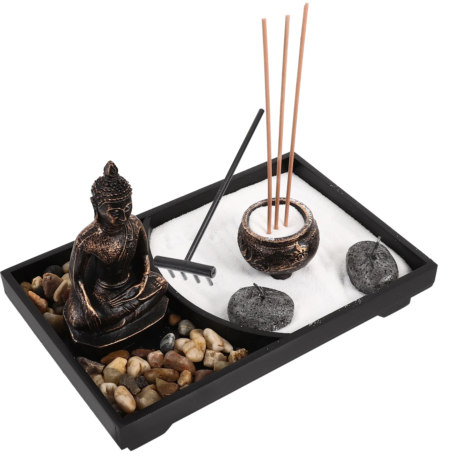

1 Set Desk Meditation Garden Statue Stick Holder with Candleholder