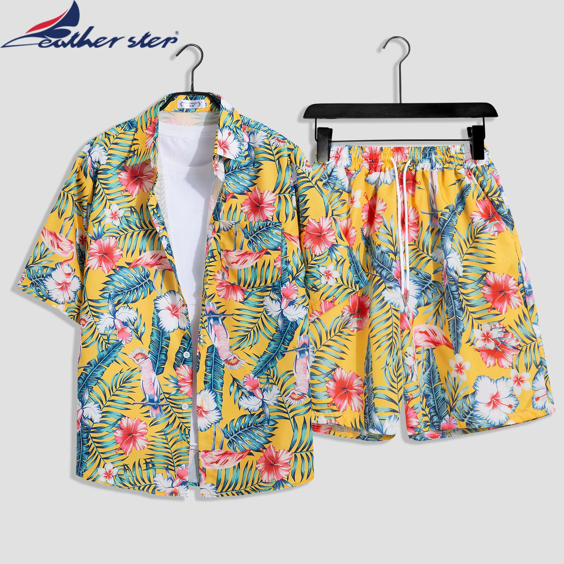 Male Set Short Sleeve Hawaiian Shirt And Shorts Summer Casual Floral Shirt Beach Two Piece Suit 2023 New Fashion Men Sets M-3XL