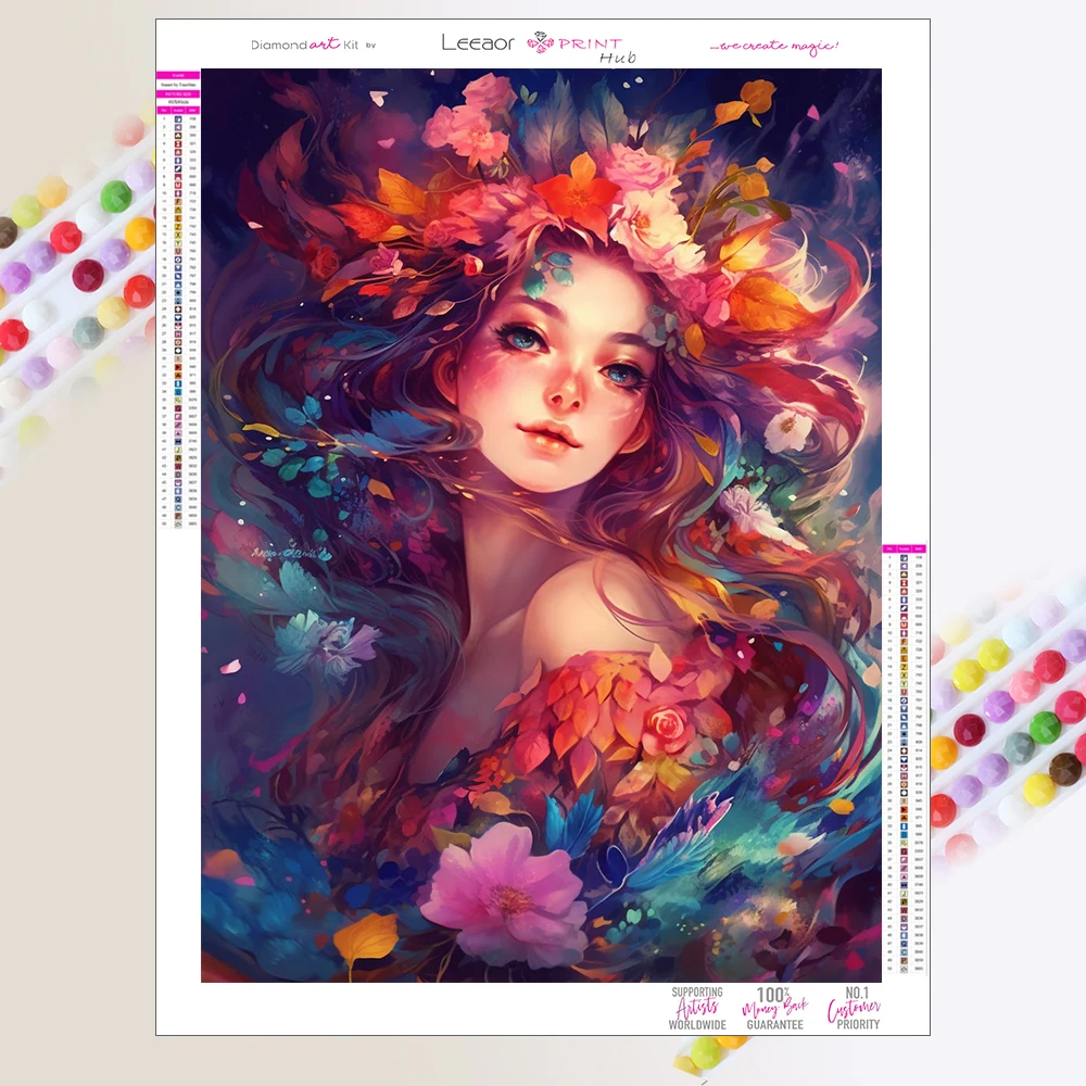 

Набор для алмазной вышивки «сделай сам», аниме 5D с изображением девушки, цветка, креативное искусство, мозаика, вышивка крестиком, домашний декор для стен, подарок