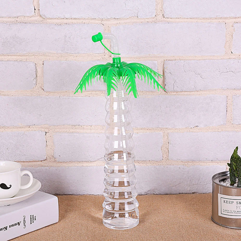 

5 Pcs Coconut Palm Cup Tree Glass Drinking Glasses Bottle Shape Cups Lids Beach