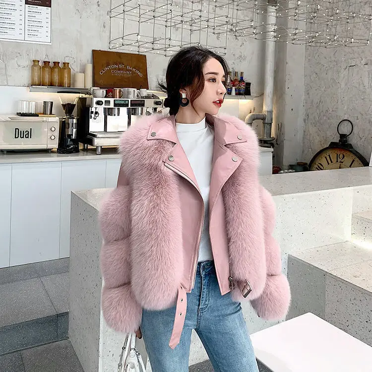 

2023 New Fur Coat Women's Motorcycle Short Coat