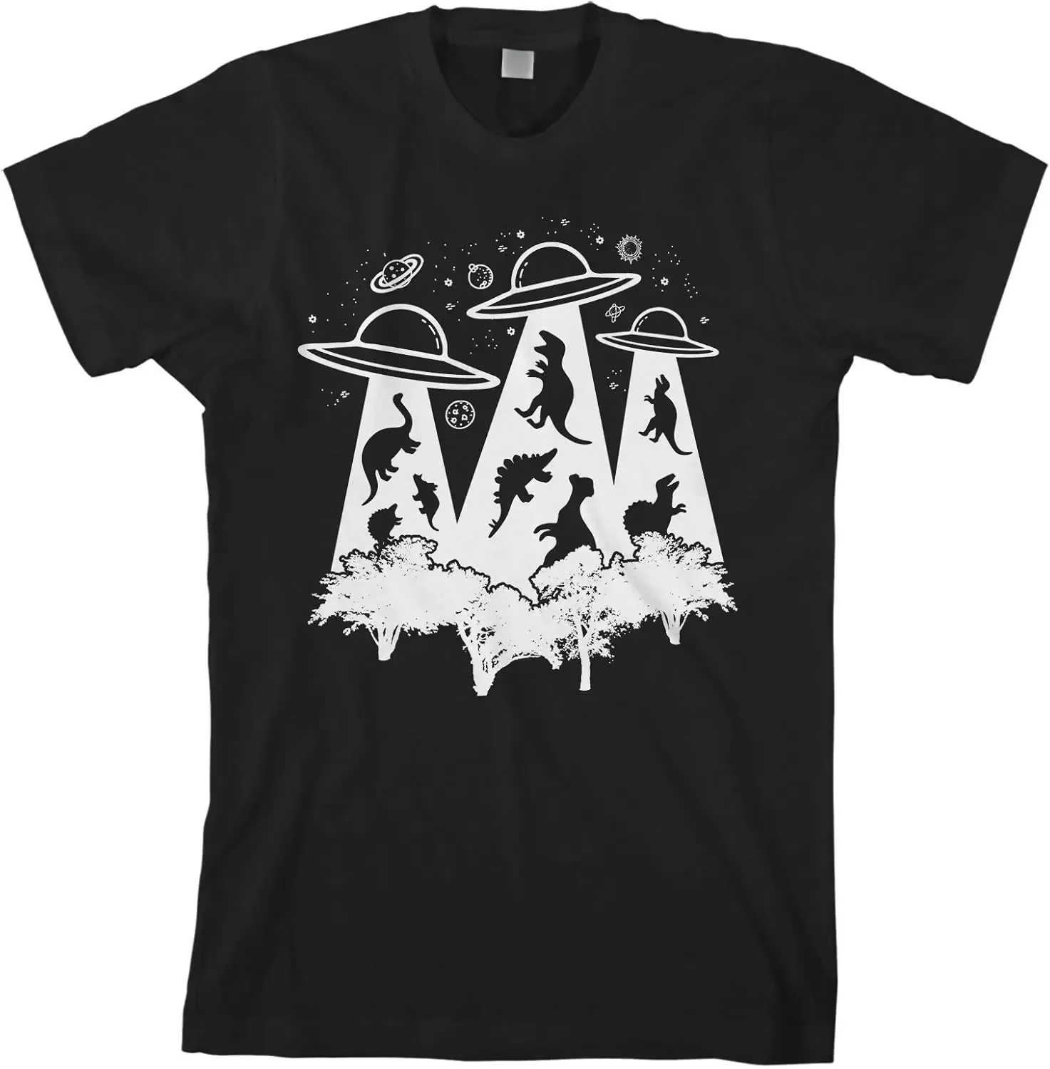 Threadrock Men's Dinosaur Alien Abduction T-Shirt