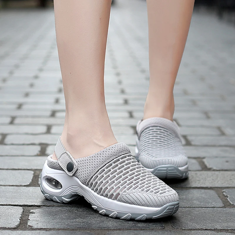 Women Clogs Casual Walking Shoes Cushion Platform Athletic Mesh Breathable Famale Treckking Slippers