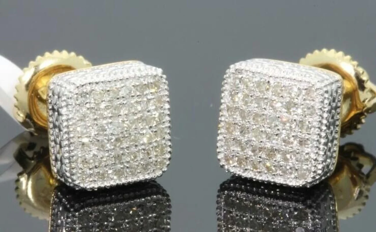 

New Exquisite High-end Atmospheric Square Inlay with Multiple Rows of Diamond Gold Earrings for Women To Add Charm