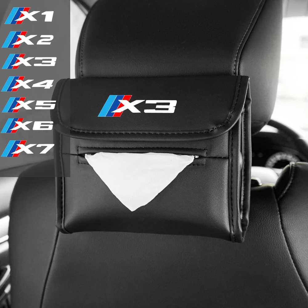 

Car Tissue Box Holder Leather Car Center Console Armrest Napkin Box Sun Visor for BMW X1 X2 X3 X4 X5 X6 X7 Auto Accessories