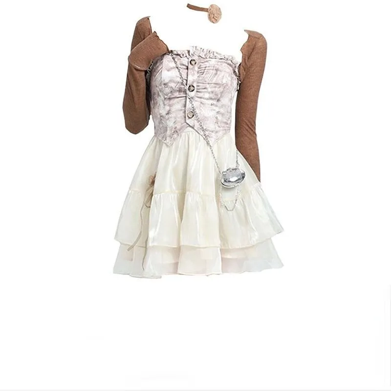 Женский кардиган с длинным рукавом и контрастные платья в стиле пэчворк