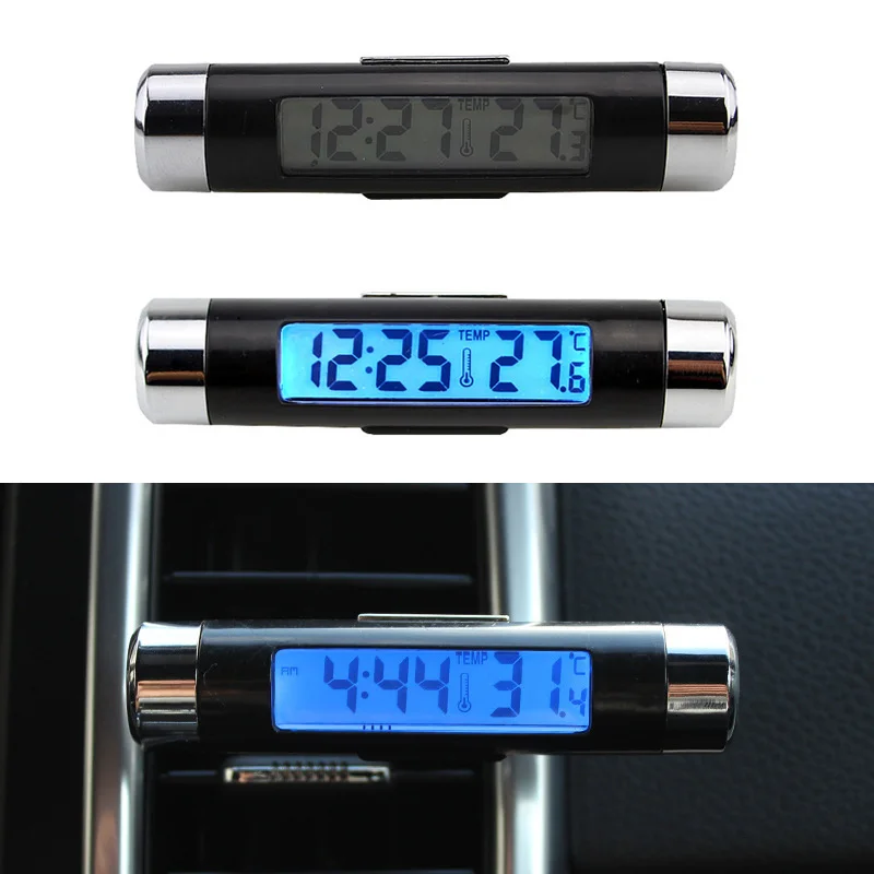 

2 In 1 Car Electronic Clock Thermometer Portable Automotive Digital Watch LED Backlight Display Car Decoration Accessories
