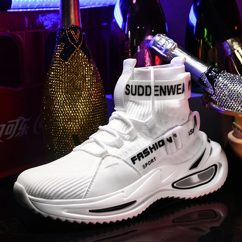 

Wysokie Skarpety Chunky Sneakers Męskie Buty Design New Fashion Gruba Podeszwa Lekki Sport Buty Do Biegania Dla Mężczyzn Biały