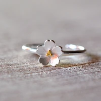 fashion simple silver color sakura adjustable rings for women female opening rings jewelry accessories