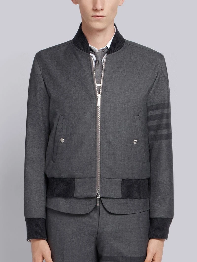 

TB THOM Jacket Grey Baseball Collar Causal Sports Fashion Coat Luxury Brand Windbreaker Streetwear Winter Men Jacket Coats
