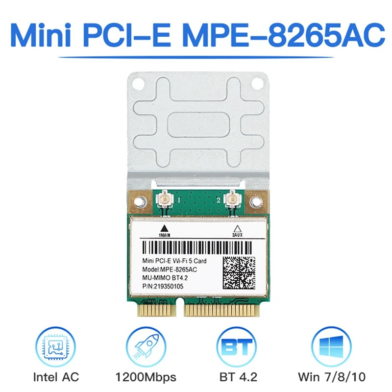 MPE-8265AC Беспроводная половинная мини PCI-E Wi-Fi карта Wifi 5 Двухдиапазонная 802.11AC 2 4 ГГц