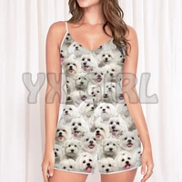 yx girl a bunch of malteses for ladies soft breathable 3d all over printed rompers summer womens bohemia clothes