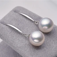 hoozz p 7 8mm aaaa natura black cultured pearl earring freshwater round pair for elegant women real 925 sterling silver material