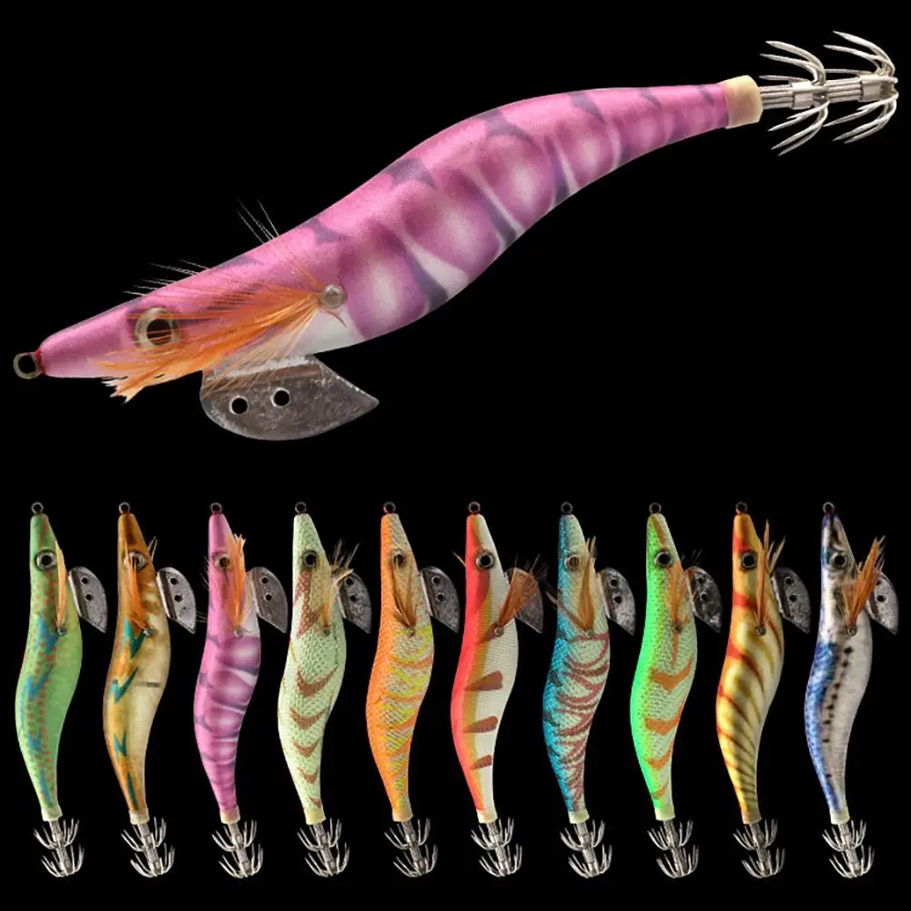 

10pcs Luminous Wooden Shrimp Fishing Bait Squid Bait Sea Fishing Artificial Bait 2.5/3.0/3.5 Fishing Gear