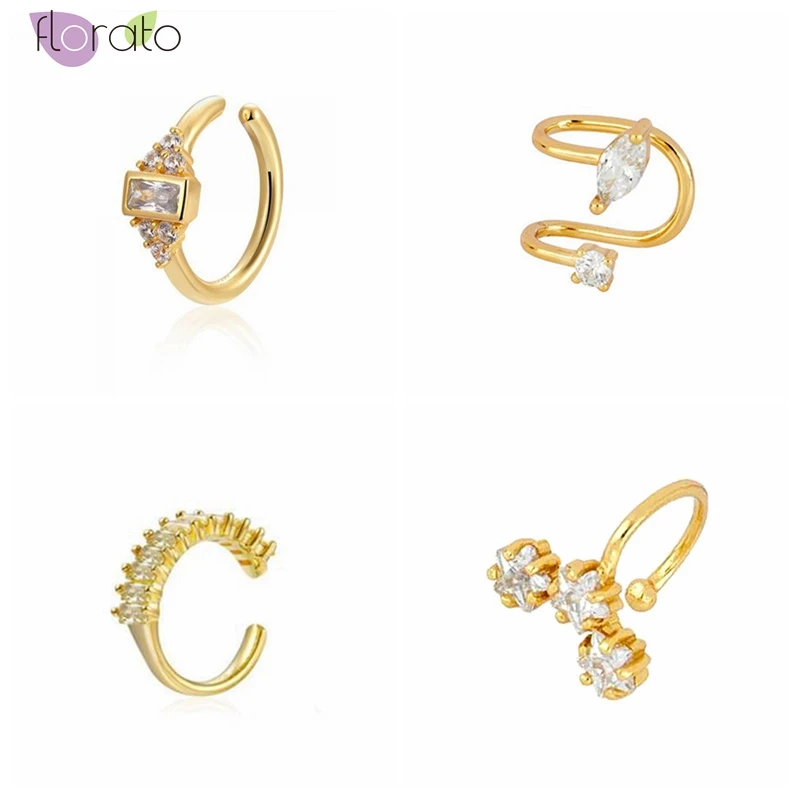 

1PC Charming Zirconia Ear Clips Clip On Earrings Ear Cuff Without Piercing Earrings Fake Piercing Earrings Fashion Jewelry