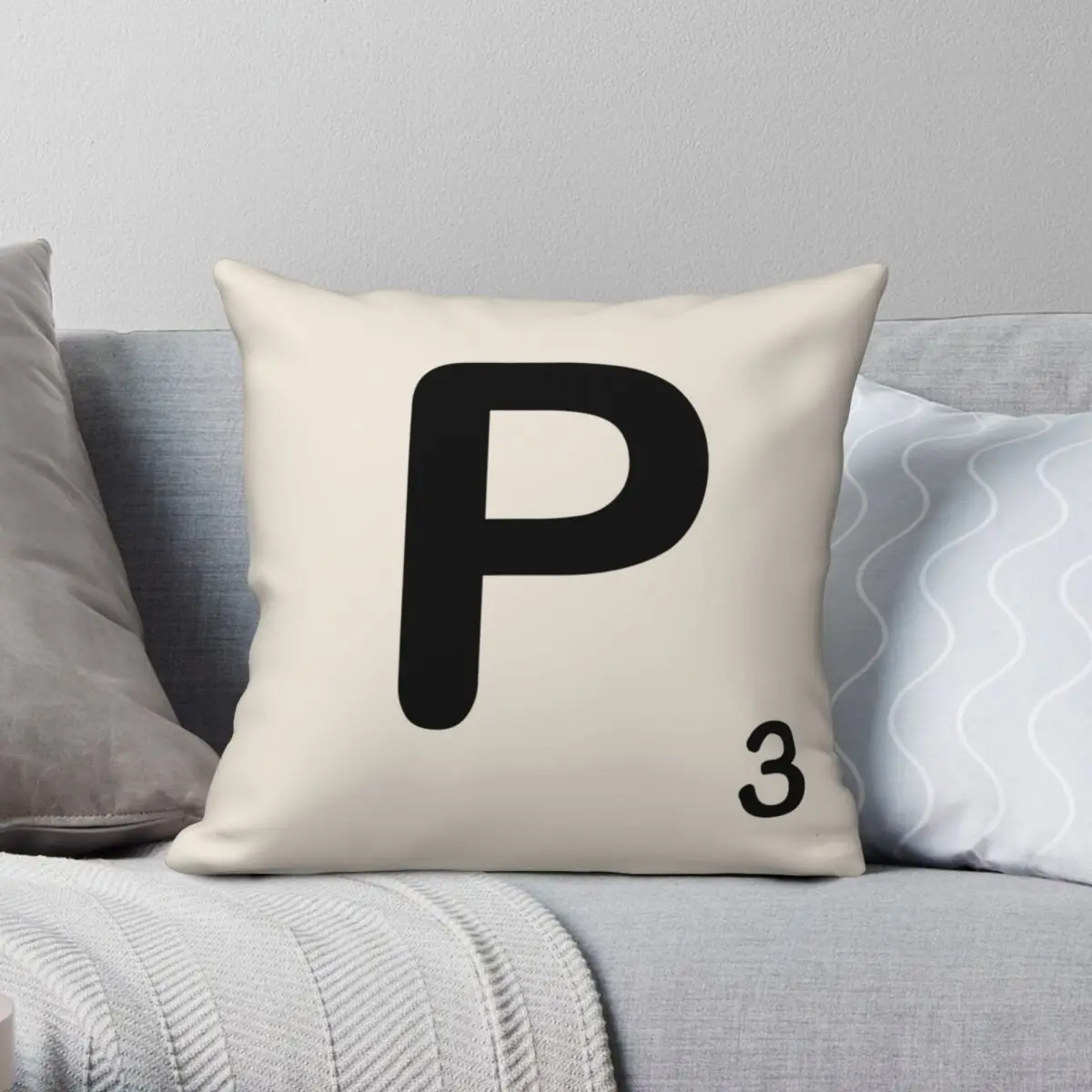 

Scrabble Tile P Square Pillowcase Polyester Linen Velvet Printed Zip Decor Pillow Case Bed Cushion Cover