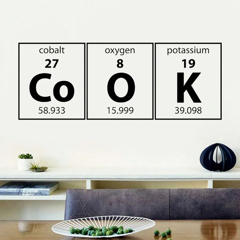 

Periodic Table Elements Science Cook Vinyl Lettering Wall Sticker Art Decor Kitchen Decals Family Home Decoration Murals 4927