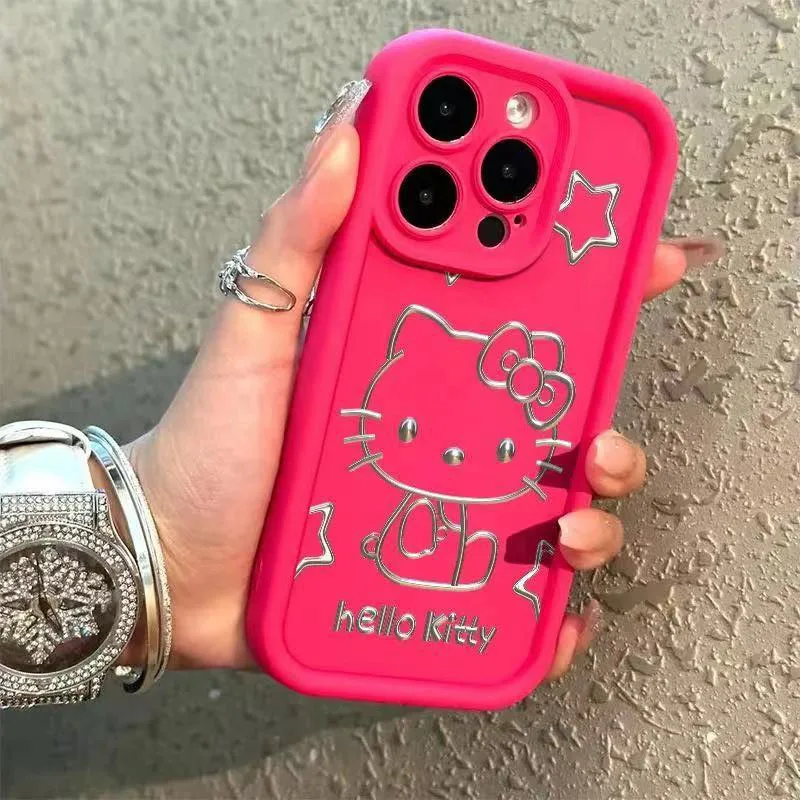 

New Hello Kitty Y2K Suitable for Iphone 14 Phone Case 13Promax Cartoon Cute All Inclusive Electroplating 12/11 Soft Shell SE2 XS