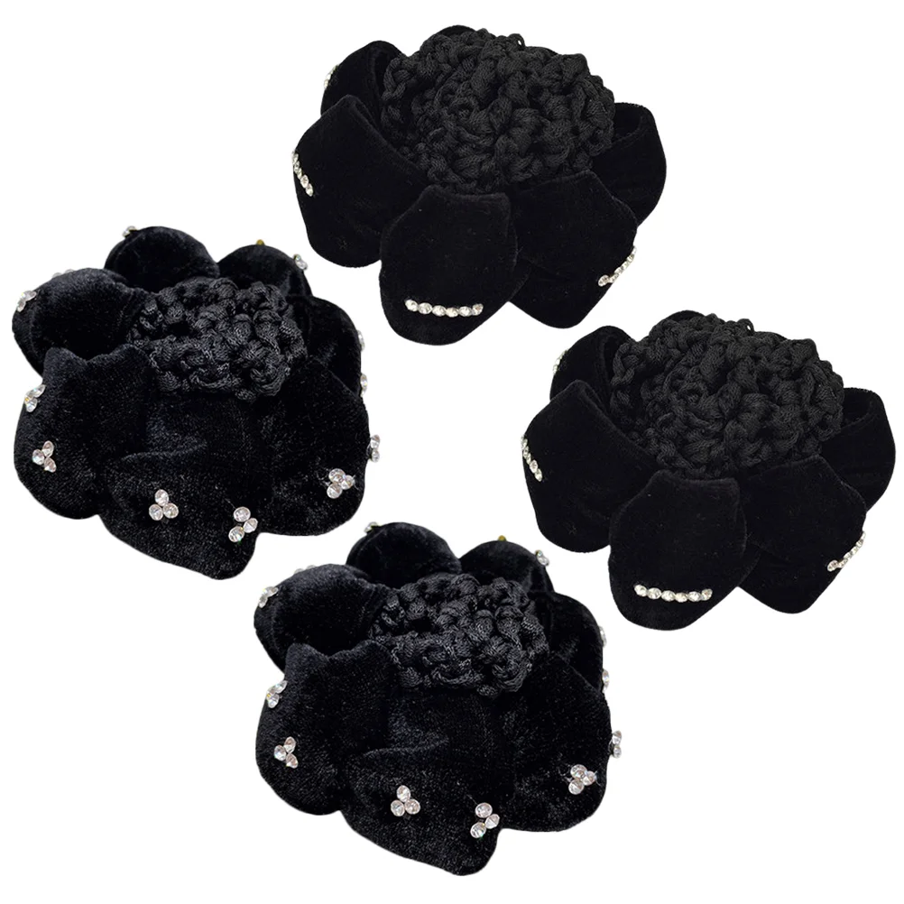 

4Pcs Women Hair Bun Cover Hairnet Elegant Hair Nets Hair Bun Holder Hair Wraps