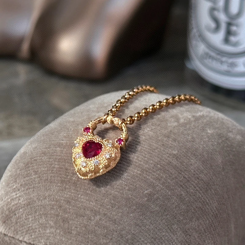 Aazuo Intage Design 18-каратное розовое золото с натуральным рубином прекрасная подвеска в