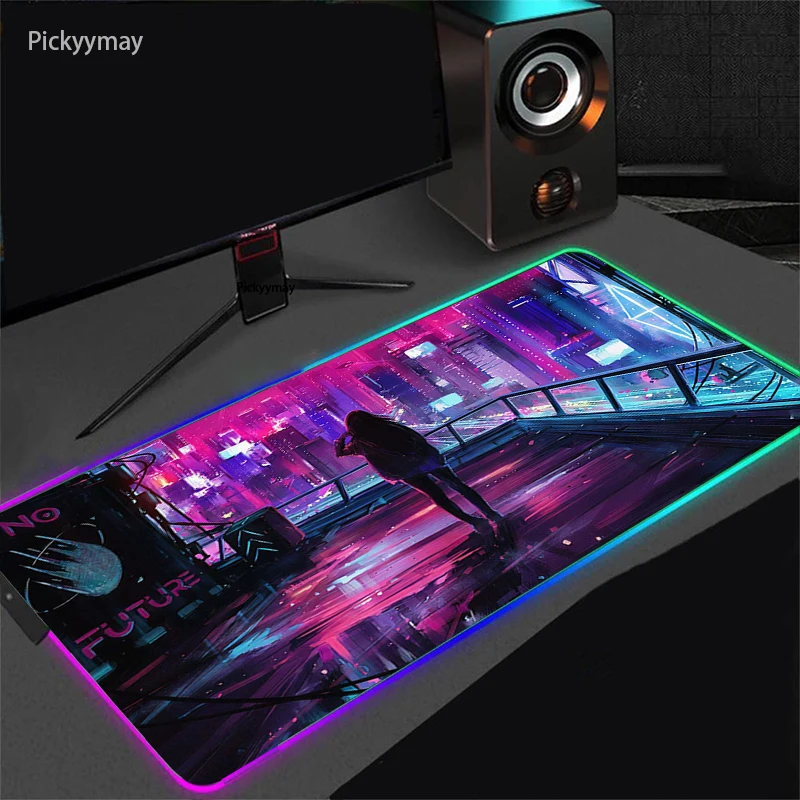 Игровой коврик для мыши Cyberpunk RGB геймерские подставки большой игровой Настольный
