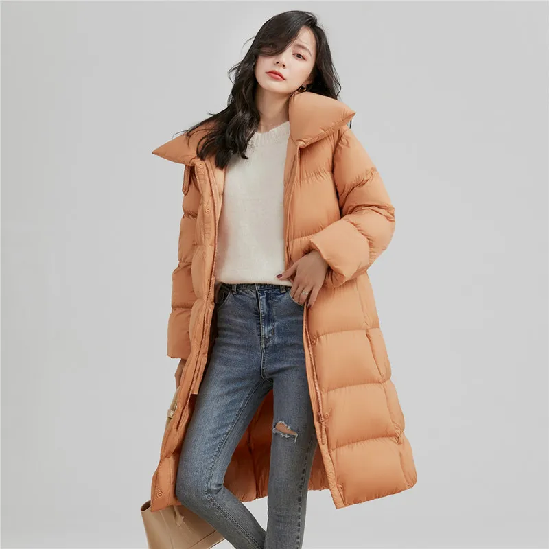 2022 New Winter Fashion Women Duck Down Coat Thick Warm Parkas for Ladies Female Stand Collar Long Outerwear Windbreaker XXL