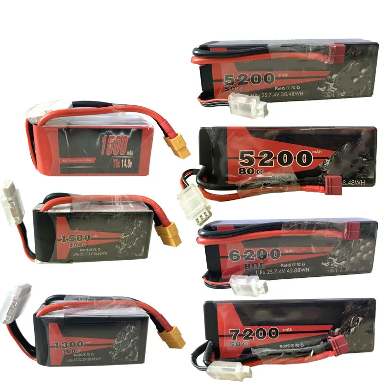Аккумулятор Lipo 2S 3S 4S 6S 1300 мАч 1500 5200 6200 7200 с разъемом Deans XT60 T для радиоуправляемых