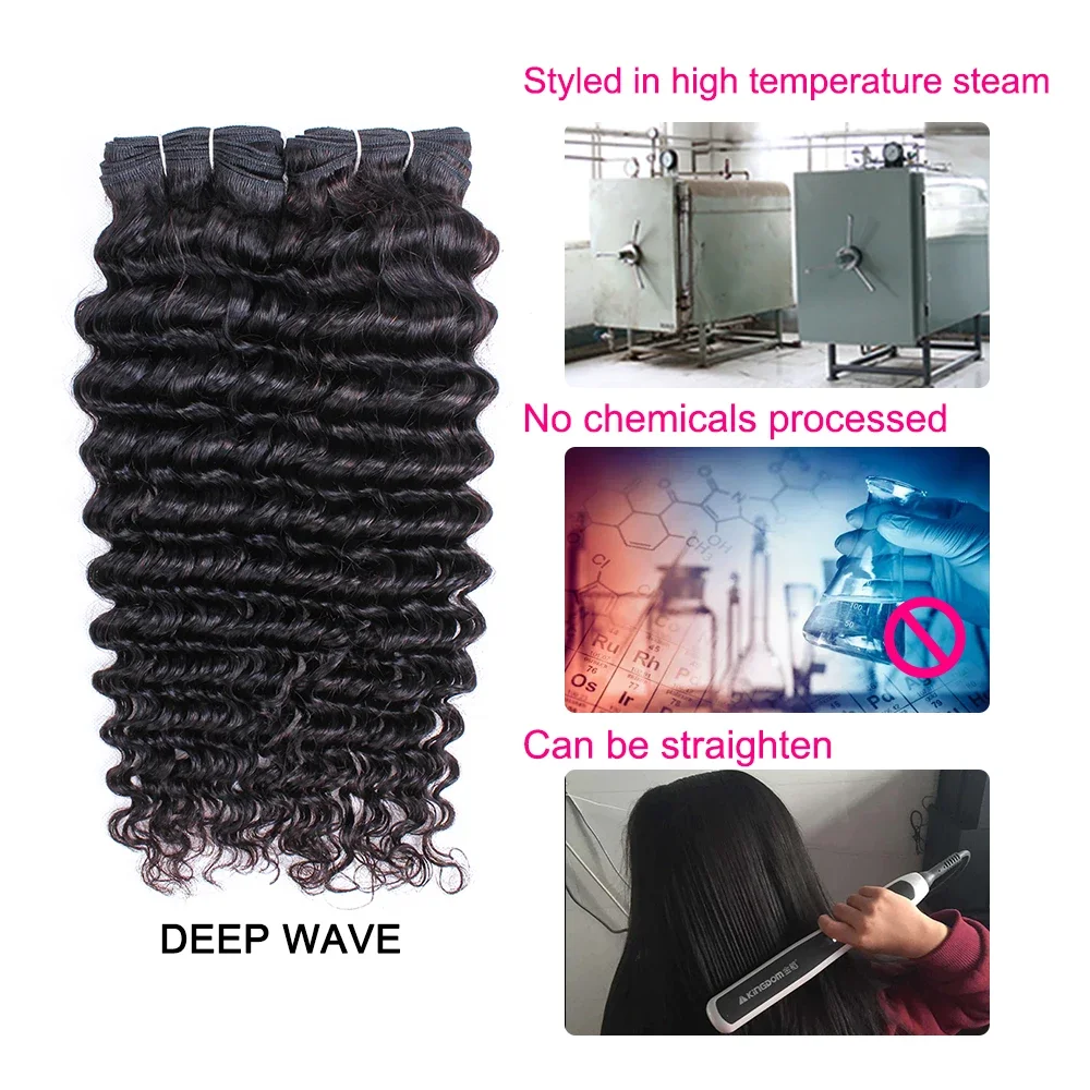 Двойные волосы с глубокой волной коричневые перуанские человеческие для