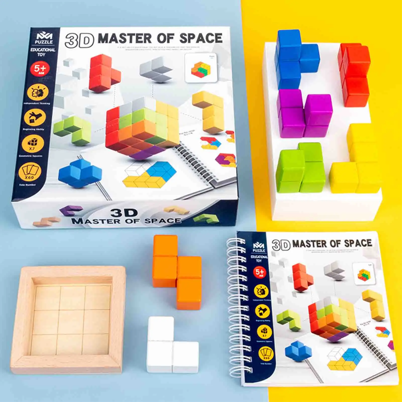 

Genius Square Cube Block Toys Wooden Early Education Building Block Toys 3D Construction Space Master Children's Stem Game For