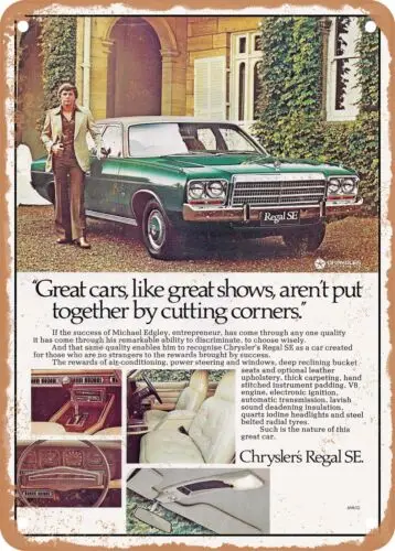 Металлический знак 1977 Chrysler Regal SE от Vintage Ad