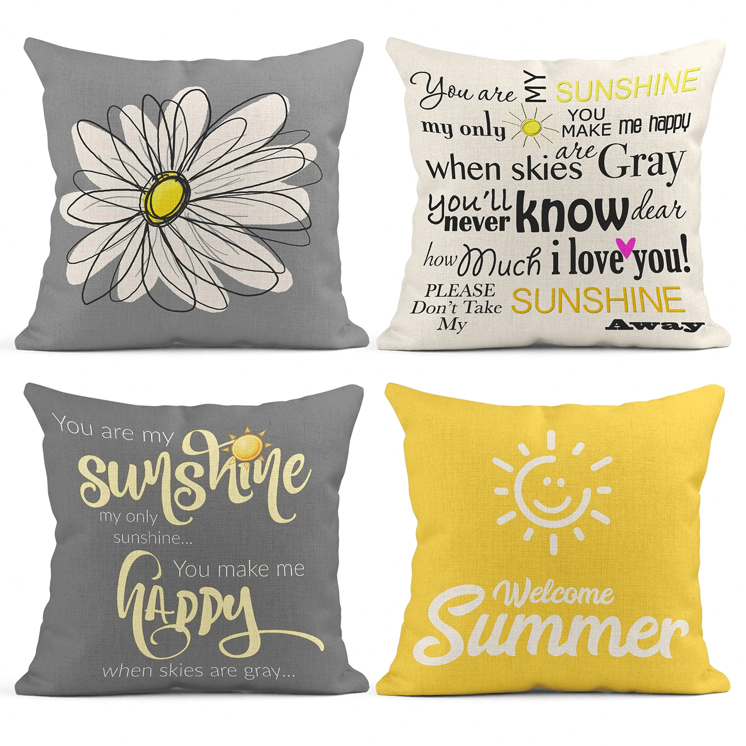 

You are my only sunshine gray yellow linen pillowcase 60*60 sofa cushion cover 40*40 home decoration can be customized