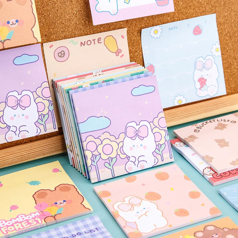 

90 PICS Ins Girl Cartoon Cute Japanese Sticky Note High-value Student Sticky Notebook Stationery Supplies Note Pad