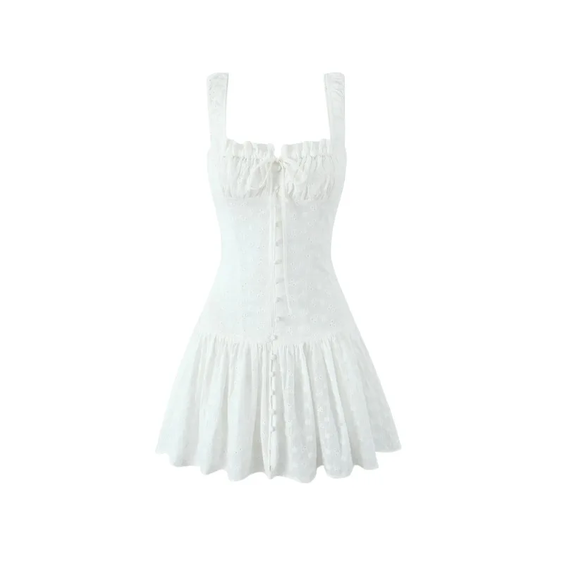 Белое летнее кружевное платье Эстелла momoluna